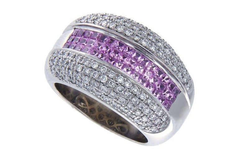 Bague 54 Bague en or gris 750 avec saphirs et diamants 58 Facettes 61100002