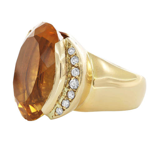 Bague 51 Bague citrine et diamants en or jaune 18 carats 58 Facettes OC-61H00026