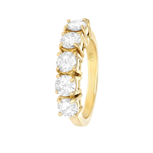 Bague 51 Bague demi-alliance en or jaune 750 et diamants 58 Facettes 60300017