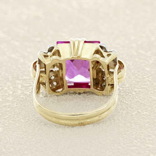 Bague 53 Bague style années 1940 en or jaune 18 carats, spinelle synthétique et diamants 58 Facettes OC-61I00017