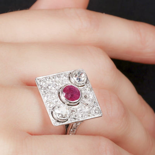 Bague 56 Bague en platine 950 rubis et diamants naturels 58 Facettes 61200064