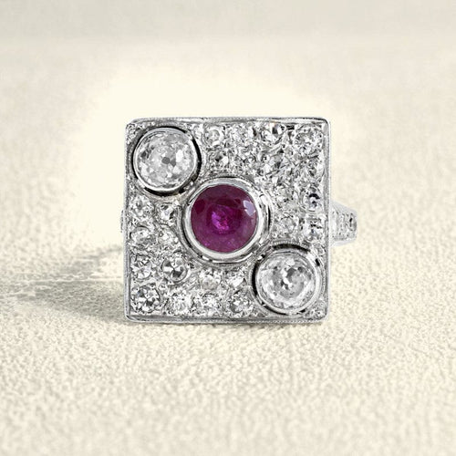 Bague 56 Bague en platine 950 rubis et diamants naturels 58 Facettes 61200064