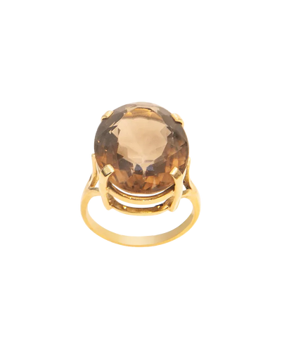 Bague 61 Cocktail Quartz ambré - Bague cocktail en or jaune et quartz fumé 58 Facettes BO220262/COCKTAILQUARTZAMBRÉ/PHOTO