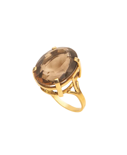 Bague 61 Cocktail Quartz ambré - Bague cocktail en or jaune et quartz fumé 58 Facettes BO220262/COCKTAILQUARTZAMBRÉ/PHOTO