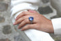 Bague 54 Bague en platine avec saphir de Ceylan et diamants 58 Facettes 23318 / 23216