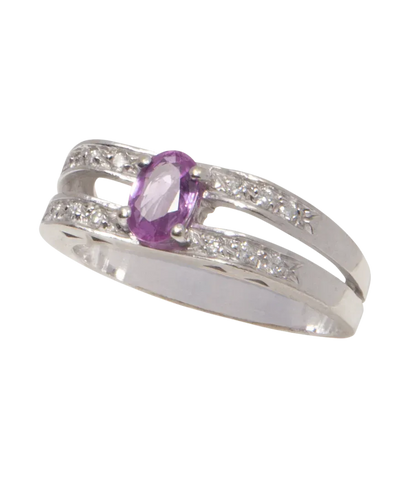 Bague 53 La Vie en Rose - Bague épaulée en or blanc 18 carats saphir rose et diamants 58 Facettes BO220252/LAVIEENROSE