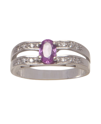 Bague 53 La Vie en Rose - Bague épaulée en or blanc 18 carats saphir rose et diamants 58 Facettes BO220252/LAVIEENROSE
