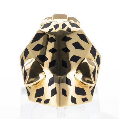 Bague 55 Cartier Panthère - Bague en or jaune 18k laque noire, péridots et onyx 58 Facettes 2.18223