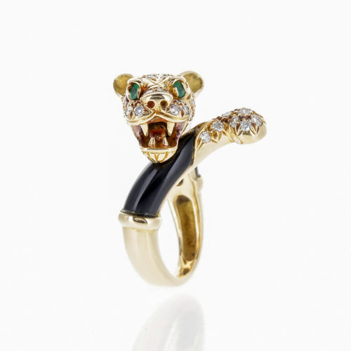 Bague 55 Atelier Jean & Pierre Bellin - Bague panthère en or jaune, diamants et onyx 58 Facettes 2.18783