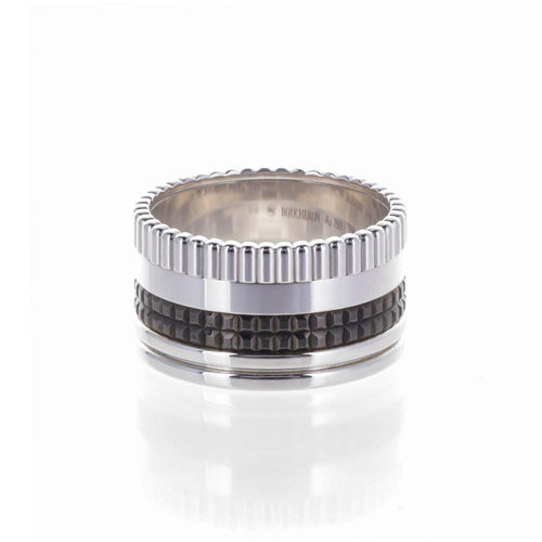 Bague 56 Boucheron Quatre Black Edition - Bague Large en or blanc 18 K 58 Facettes 2.19360