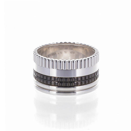 Bague 56 Boucheron Quatre Black Edition - Bague Large en or blanc 18 K 58 Facettes 2.19360