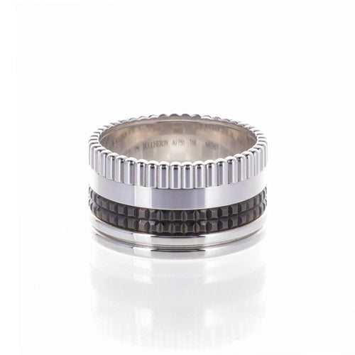Bague 56 Boucheron Quatre Black Edition - Bague Large en or blanc 18 K 58 Facettes 2.19360