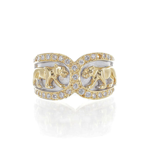 Bague 54 Bague motif panthère en or jaune 18 K et diamants 58 Facettes 2.17639