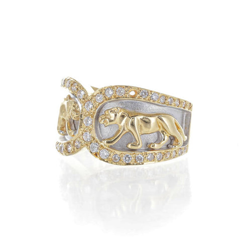 Bague 54 Bague motif panthère en or jaune 18 K et diamants 58 Facettes 2.17639