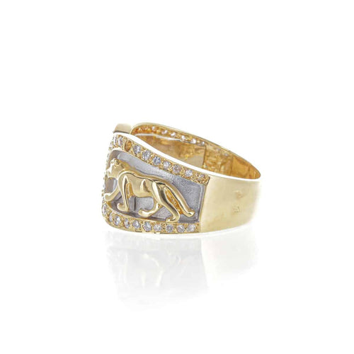 Bague 54 Bague motif panthère en or jaune 18 K et diamants 58 Facettes 2.17639
