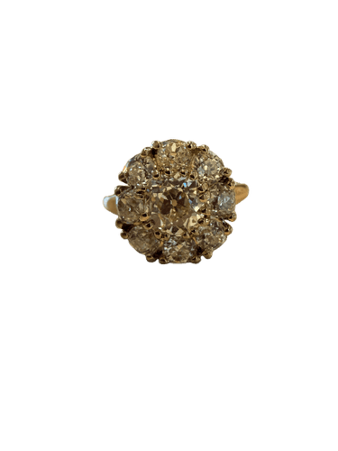 Bague 53 Bague ancienne en or bicolore 18K avec diamants 58 Facettes