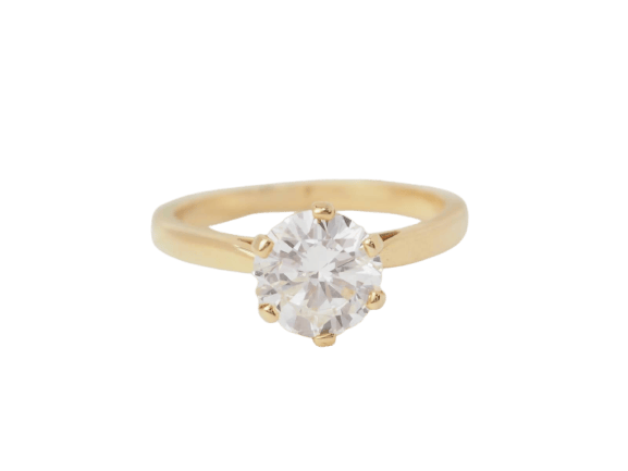 Bague 54 Bague solitaire en or jaune 18 kt et diamant 1,59 ct 58 Facettes 32058