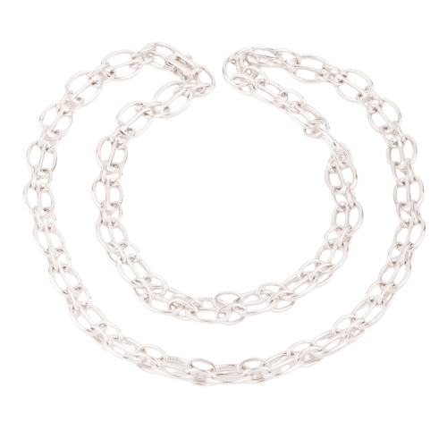 Collier Hermès - Sautoir à motifs ovales en argent 925 58 Facettes 1