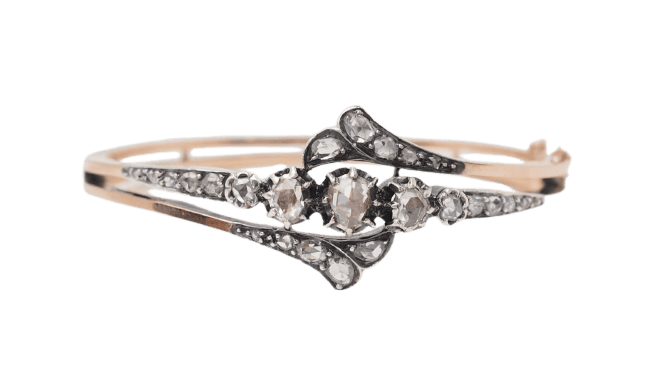 Bracelet Bracelet XIXe siècle en or rose 18 kt et argent, serti de diamants 58 Facettes 32756