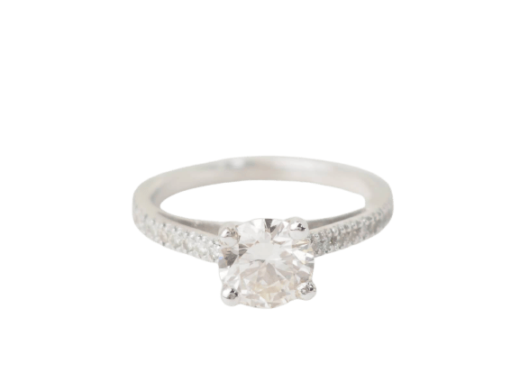 Bague 54 Bague solitaire en or blanc 18 kt et diamants 1,20 ct 58 Facettes 32038
