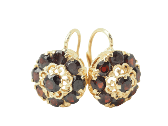 Boucles d'oreilles Boucles d’oreilles dormeuses en or jaune 18 ct et grenats 58 Facettes 33473