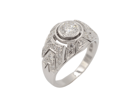 Anillo 53.5 Anillo jonc Art Deco en oro blanco 750 y diamantes 58 Facettes F1876 A10902