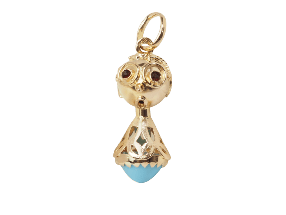 Pendentif Pendentif breloque figurine en or jaune 18 ct et turquoise 58 Facettes 33336