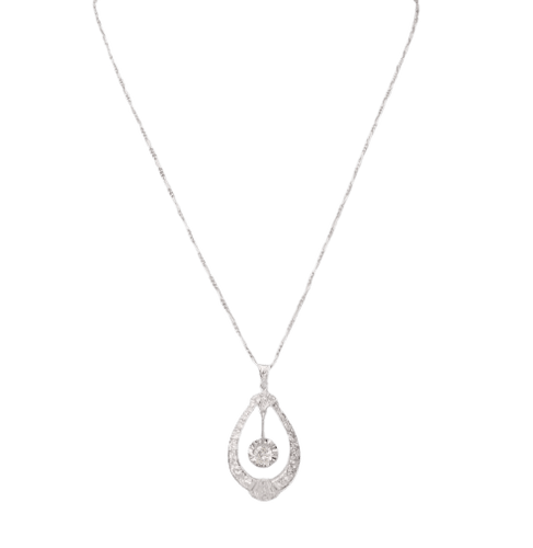 Collier Collier Art déco en or blanc 18 ct et diamants 58 Facettes 33429