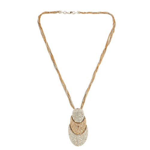 Collier Collier pendentif pavé de diamants en or rose et or gris 58 Facettes LJ25-334