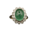 Bague 49.5 Bague Pompadour en or blanc et jaune, émeraude cabochon et diamants 58 Facettes A10322