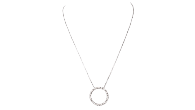 Collier Collier pendentif cercle en or blanc 18 ct et diamants 58 Facettes 32920