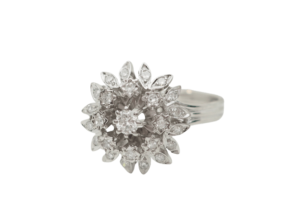 Bague 54 Bague fleur en or blanc 18 ct et diamants 58 Facettes 33233