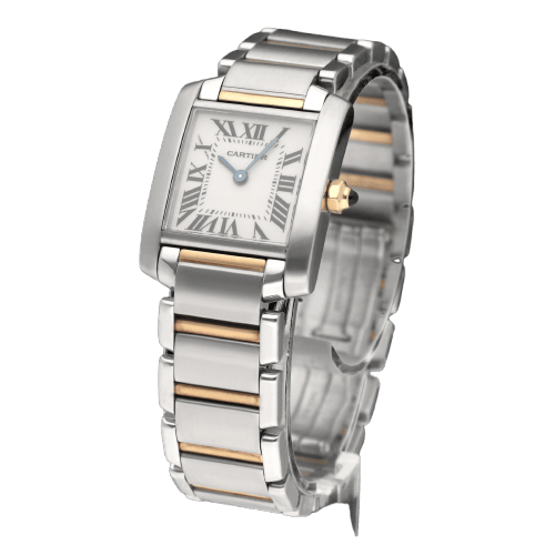 Kello Cartier Tank Française - Naisten kvartsikello kulta/teräs 20 mm 58 Facettes CRT/TNK/003