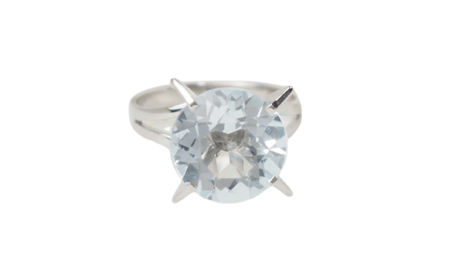 Bague 48 Bague vintage en or blanc 18 ct avec aigue-marine 4 ct 58 Facettes 32954