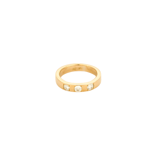 Bague 47 Bague anneau en or jaune 18 carats avec 3 diamants 58 Facettes 1