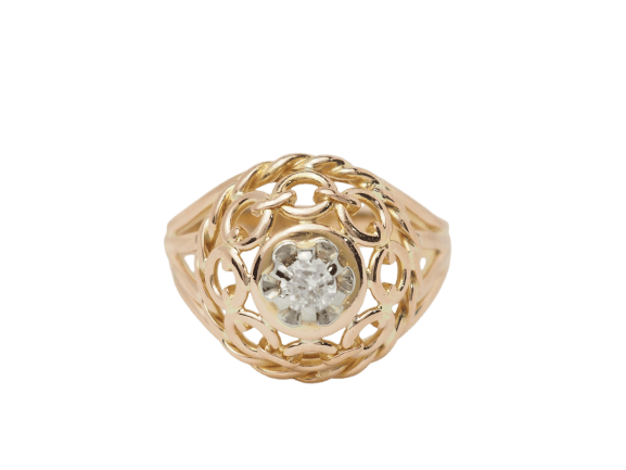 Bague 55 Bague tank ajourée en or rose 18 kt et diamant 58 Facettes 33321