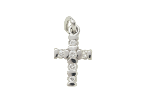 Pendentif Pendentif croix en or blanc 18 kt et diamants 0,17 ct 58 Facettes F4863