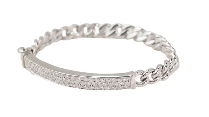 Bracelet Bracelet souple en or blanc 18 kt pavé de diamants 58 Facettes 32978