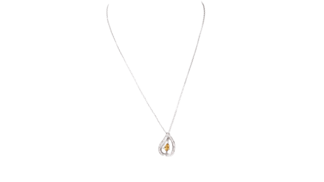 Collier Collier en or blanc 18 kt avec citrine et diamants 58 Facettes 32805