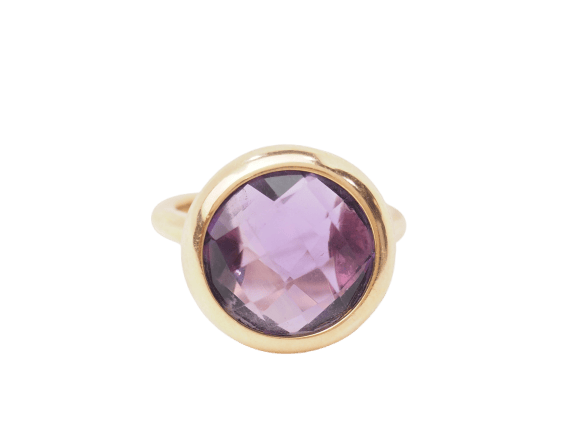 Bague 51 Bague ronde en or rose 18 kt avec améthyste facettée 58 Facettes 32042