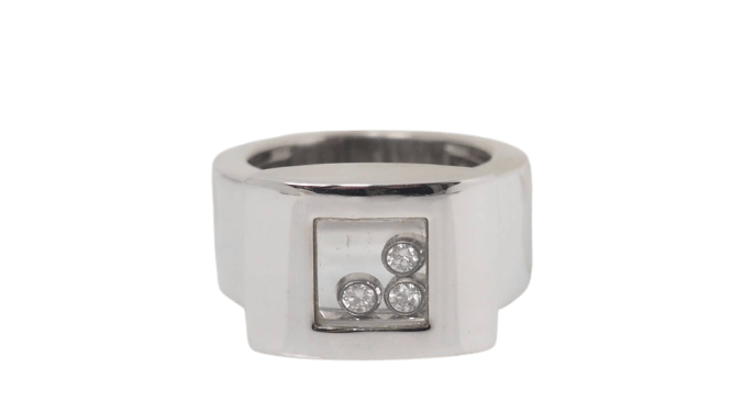 Bague 52 Chopard Happy Diamonds - Bague en or blanc 18 ct et diamants 58 Facettes 31060