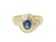 Bague 54 Bague entourage en or jaune 18 kt avec saphir ovale et diamants 58 Facettes 33549