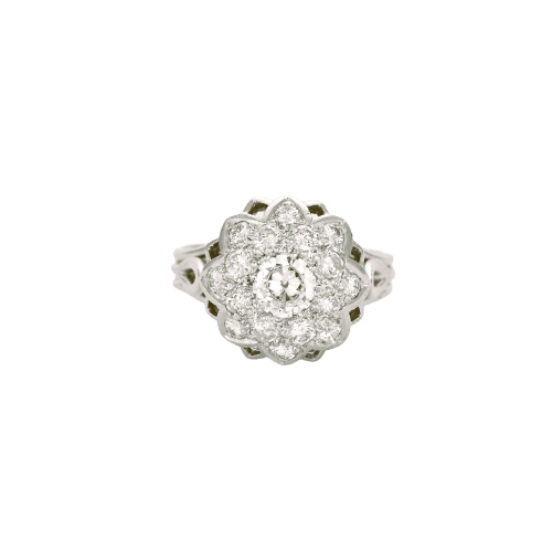 Bague 55 Bague Marguerite Diamants Platine 58 Facettes A11001