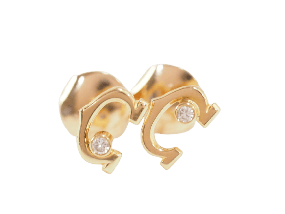 Boucles d'oreilles Cartier C - Boucles d'oreilles en or jaune 18 kt et diamants 58 Facettes 33295