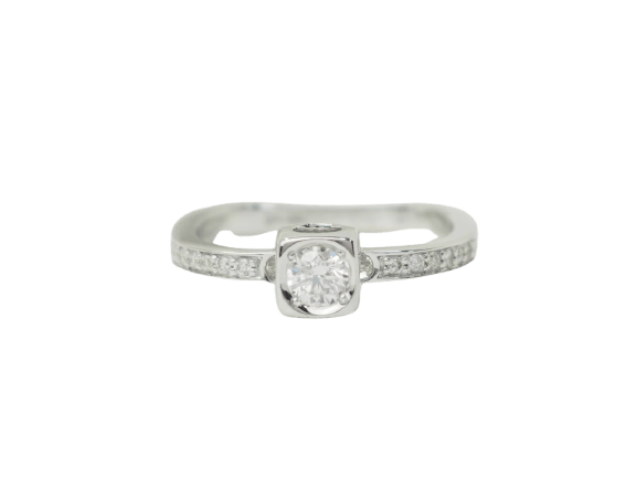 Bague 48 Dinh Van Cube - Bague en or blanc 18 kt et diamants 58 Facettes 33422