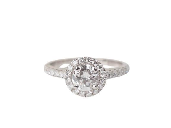 Bague 53 Bague solitaire en or blanc 18 kt et diamants 0,82 ct 58 Facettes 31189/30918