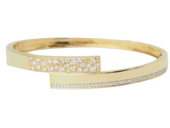 Bracelet Bracelet jonc plat ouvrant en or jaune 18 kt et diamants 58 Facettes 33362