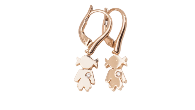 Boucles d'oreilles Boucles d’oreilles motif petites filles en or rose 18 kt et diamants 58 Facettes 33044