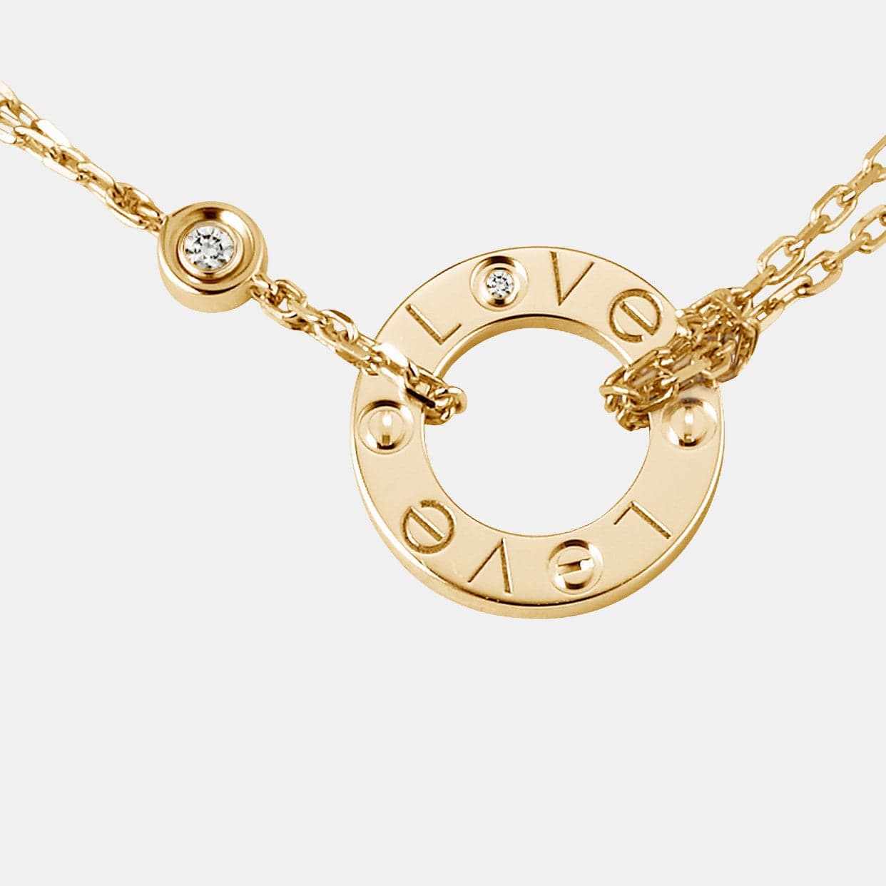 Collier Love Or jaune 2 Diamants
