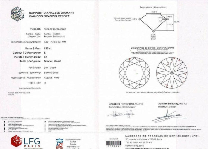 Bague 54 Bague solitaire en or blanc avec diamant taille brillant 1,53 ct 58 Facettes 31806